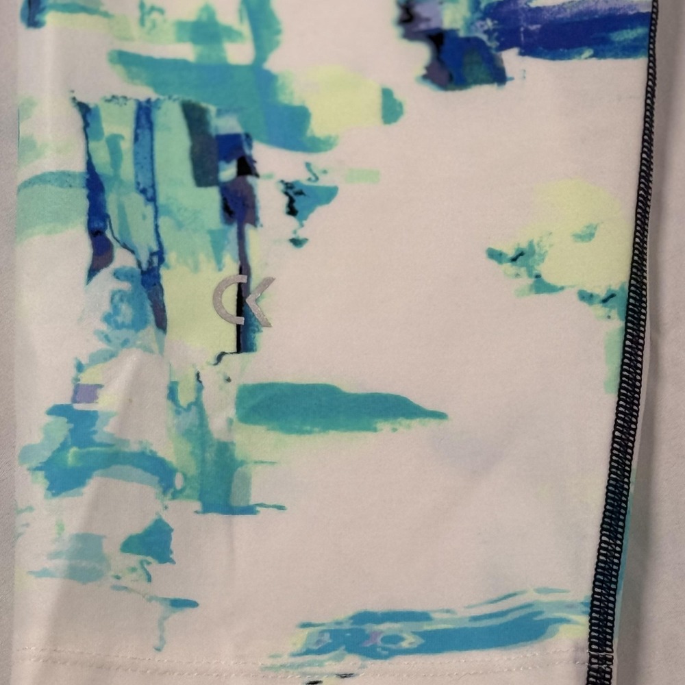 Calvin Klein Performance XL Cropped Legging Blue Abstract Print Ankle Activewear - Picture 3 of 11
